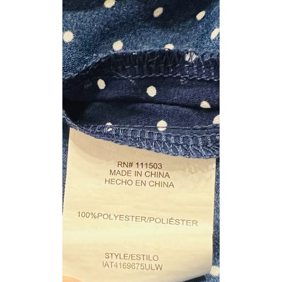 Lily White Women’s Blouse Navy White Polka Dot V-Neck Short Sleeve M (A0132) - Picture 6 of 6